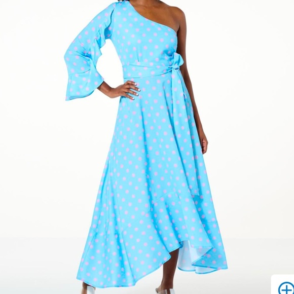 C Wonder by Christian Siriano One-Shoulder Dress Coastal Blue Large NWT - Picture 1 of 9